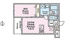 アイルグランデ赤羽 3階1LDKの間取り