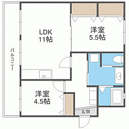 HIIKAWAAPARTMENT 2LDKの間取図画像