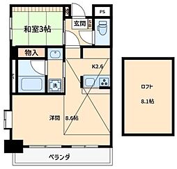 ラフィーネ篠崎 1SLDKの間取図画像