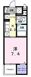 アヴィオール 1Kの間取図画像