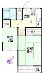 豊田荘 2Kの間取図画像