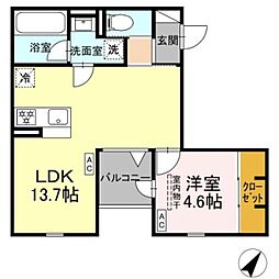 U Residence 森野 1LDKの間取図画像