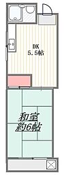 バンビ白山第四ビル 1DKの間取図画像