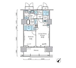 ＨＡＲＵＭＩ　ＦＬＡＧ　ＰＯＲＴ　ＶＩＬＬＡＧＥ　Ｃ棟 14階1LDKの間取り