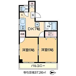 吉田ビル 2DKの間取図画像