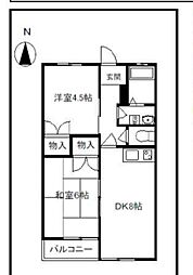こやま台エレガントハウス 2DKの間取図画像