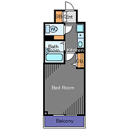 クレメント白金JP 3階1Kの間取り