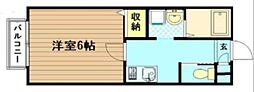 エスパス大山 1Kの間取図画像