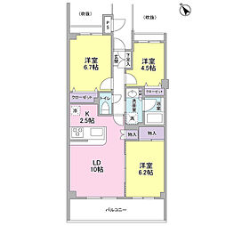 根岸旭台フーガ 3LDKの間取図画像