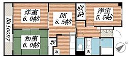 山口ビル 3DKの間取図画像