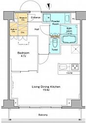 プラウドフラット浅草 1LDKの間取図画像