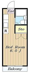 マルナカハイツA 1Kの間取図画像