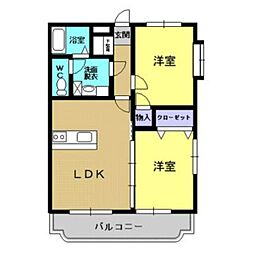パストラール1 2LDKの間取図画像