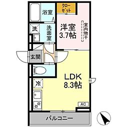 D Paina 久地 1LDKの間取図画像