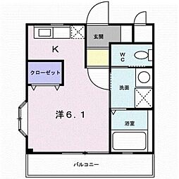 グランドソレイユ 2階ワンルームの間取り