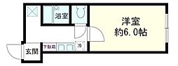 山王ハマセイホウ 1Kの間取図画像