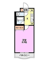 パークサイドグリッター弁天 1Kの間取図画像