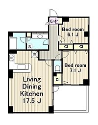 モンパルテ 2階2LDKの間取り