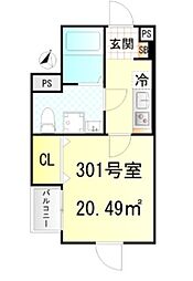 CFジオーレ北綾瀬テラス 1Kの間取図画像
