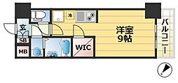 ファーストフィオーレ神戸ピアチェーレ 9階ワンルームの間取り