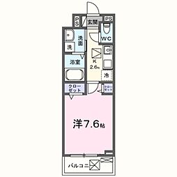 レッドパイン 1Kの間取図画像