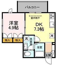 Lucir Shirokanedai 3階1DKの間取り