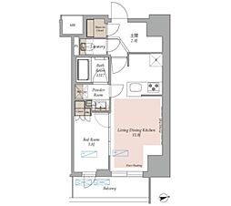 ラティエラ上野稲荷町 1LDKの間取図画像