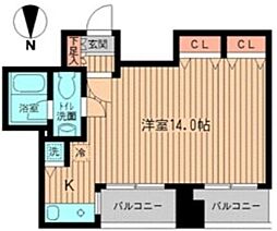 エルヴァージュ神田神保町 11階ワンルームの間取り