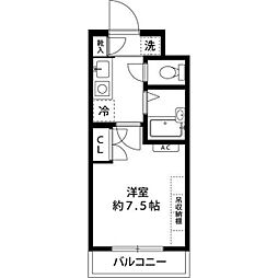 ルイーネ調布 3階1Kの間取り