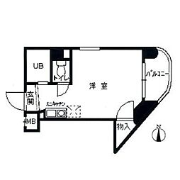 ライベストコート南福岡 ワンルームの間取図画像