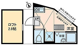 クレスト立川 2階ワンルームの間取り