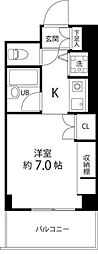 T'sgarden都筑ふれあいの丘 ワンルームの間取図画像