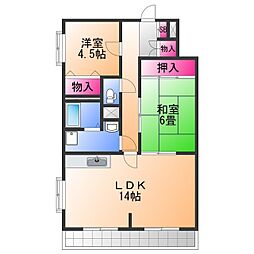 ロイヤルスクエアあむ1 2LDKの間取図画像