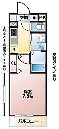 所沢市東所沢和田1丁目アパート 1Kの間取図画像