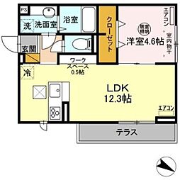AXIS南流山 1LDKの間取図画像