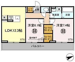 アルメリアB 2LDKの間取図画像