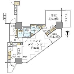 ブリリアタワー上野池之端 1LDKの間取図画像