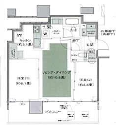 シティタワーズ板橋大山サウスタワー 5階2LDKの間取り