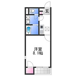 レオネクストくみのき 2階1Kの間取り
