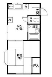 ミスズハイム 1DKの間取図画像