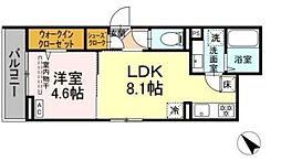 D Paina西寺尾 1LDKの間取図画像