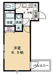 ゆいの木杉田 2階1Kの間取り