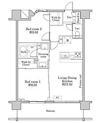 ブランシア梶ヶ谷 2LDKの間取図画像