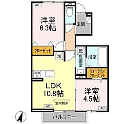 Bonnard(ボナール 1階2LDKの間取り