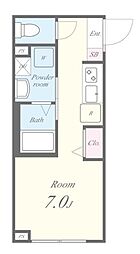 コルビジェIV 3階ワンルームの間取り