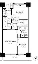パークアクシス文京ステージ 2LDKの間取図画像