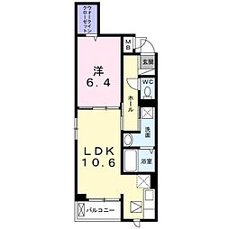 ポラリス 1階1LDKの間取り