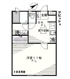 アピッシュ 1階1DKの間取り