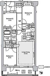ソアラノーム荻窪天沼 5階3LDKの間取り