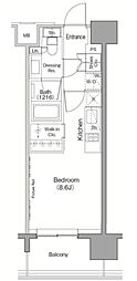 ザ・パークハビオ目黒 ワンルームの間取図画像